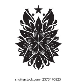 diseño vectorial de mehndi en blanco y negro con fondo blanco