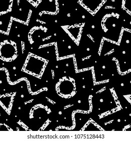 Black and White Memphis pattern Minimal geometric background Vector Illustration