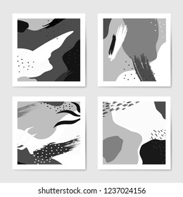 Black and white Memphis style backgrounds vector set