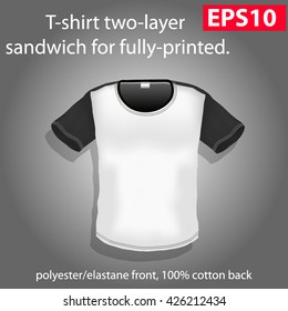 Black and white men polo shirts and t-shirts. Photo-realistic vector illustration
