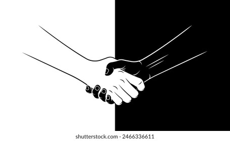 Hombres blancos y negros estrechando las manos de fondo.