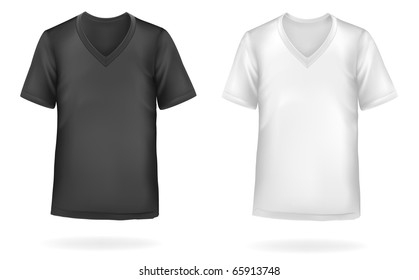 Black and white men t-shirts. Photo-realistic vector illustration