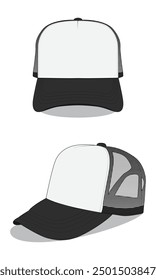 Black and white men's mesh hat template