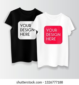 Black and White men's t-shirt mockup. For your prints and designs. Vector illustration - Vector.