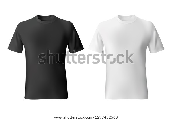 Download Black White Mens Tshirt Template Realistic Stock Vector Royalty Free 1297452568