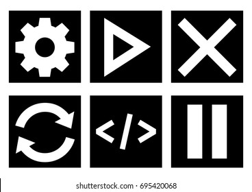 Black and white menu icon set, vector illustration