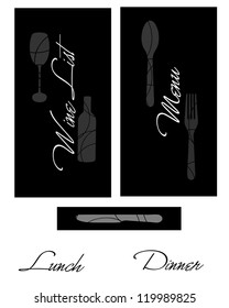 Black and white menu and wine list covers