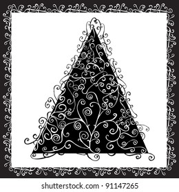 black and white merry Christmas card.