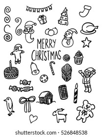 Black and white Merry Christmas (Doodle art)