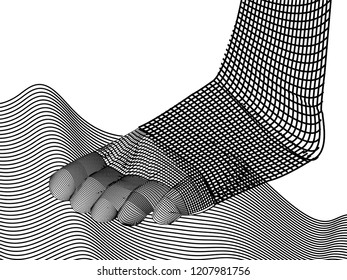 the black and white mesh of foot