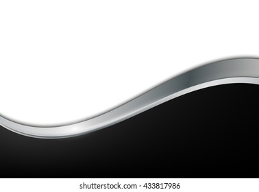 Black And White Metal Background. Abstract Vector Background With Wave