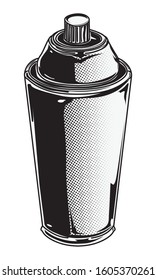 Black and white metallic spray can graffity icon