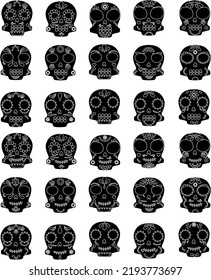 Black White Mexican Dia De Los Muertos Calavera Sugar Skull 