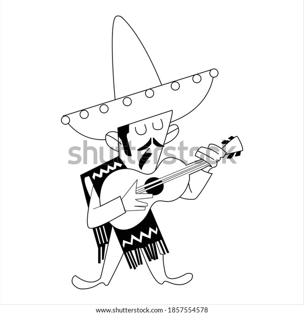 Black White Mexican Singer Stock Vector (Royalty Free) 1857554578