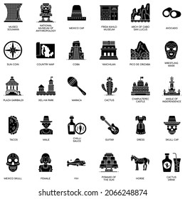 Black and white Mexico collection vector set