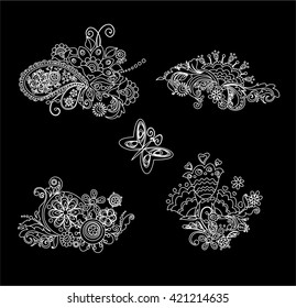Diseño de mhendi en blanco y negro