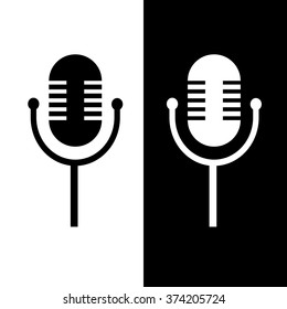 black and white microphone icon. 