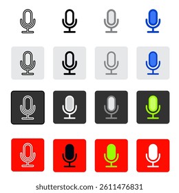 black and white microphone icon and colored buttons