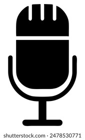 Black and white microphone icon. Vector illustration