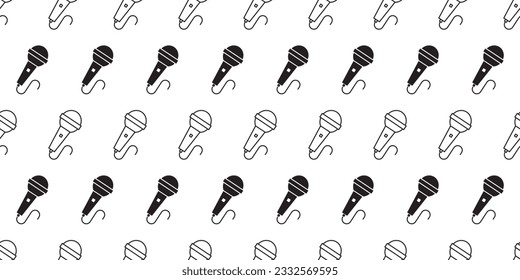 black white microphone seamless pattern