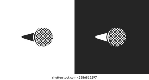 black and white microphone set isolated on white background.mic, microphone, voice, sound, podcast, audio, music, communication, collection, logo, icon, sticker, clipart, vector illustration.