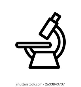 Icono blanco y negro del microscopio para los gráficos científicos y educativos