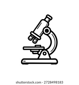 Ícone de linha de microscópio preto e branco pesquisa científica laboratório equipamento ilustração vetorial