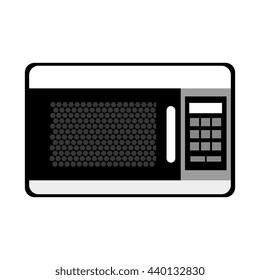 black and white microwave front view over isolated backgroun,vector illustration