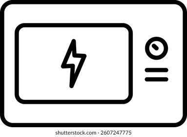 Black and white microwave line icon for kitchen and appliance theme