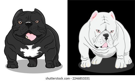 black and white mini pit bull dog vector, simple design for dog lover logo