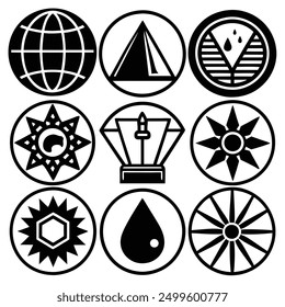 Black and White Minimal Basic elements Icon Set 