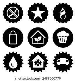 Black and White Minimal Basic elements Icon Set 