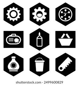 Black and White Minimal Basic elements Icon Set 