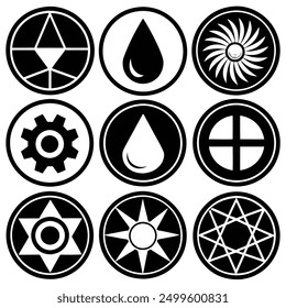 Black and White Minimal Basic elements Icon Set 