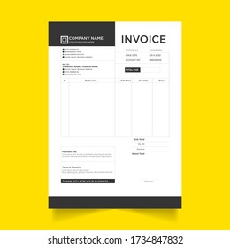 Black and White Minimal Business Invoice Template Vector Format 