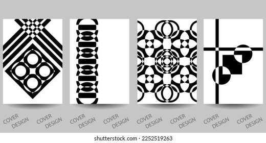 Black and white minimal geometric backgrounds set.Striped geometric pattern with visual distortion effect. For printing on covers, banners, sales, flyers. modern design. Vector.
