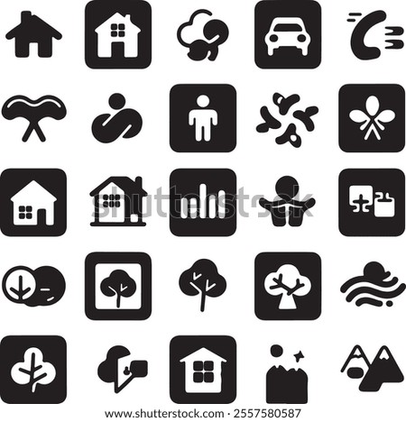 Black and  White Minimal Icon Set for Social Media Hashtag