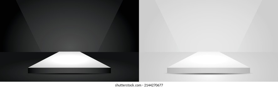 negro y blanco mínimo de la pantalla de podio cuadrado de luz 3d ilustración vector para poner el objeto