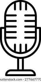 Black and white minimal line microphone with circular grill and stand line microphone circular grill
