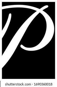 Black white minimal and modern P letter. can be used typography, poster, art print and decoration.