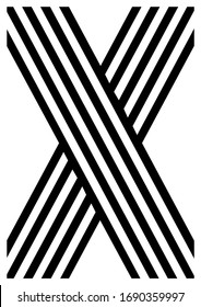 Black white minimal and modern X letter. can be used typography, poster, art print and decoration.