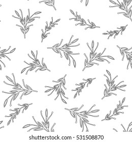 Black and white minimal simple seamless pattern. Retro vintage monochrome floral ornament.