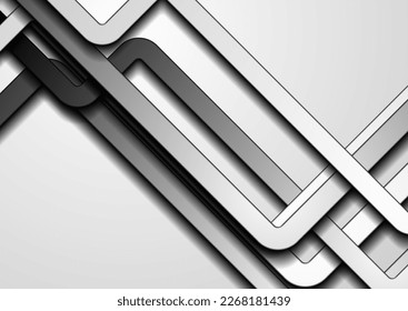 Black white minimal smooth stripes abstract geometric background. Futuristic vector design