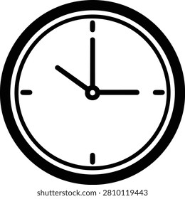 Black and white minimalist analog clock face time watch circle