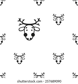 Black and white minimalist deer seamless pattern for nursery wallpaper. Set of isolated funny cute decorative symbols and elements. Chess grid order pattern.