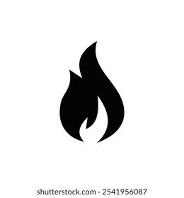 black and white minimalist fire icon suitable for website design
