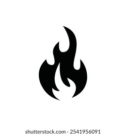 black and white minimalist fire icon suitable for website design