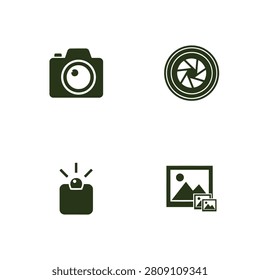 Black and white minimalist icons representing photography, travel, and memory keeping