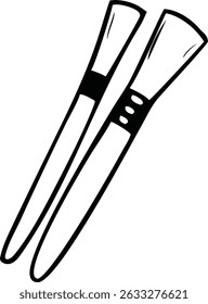Black and white minimalist line art illustration of two makeup brushes with flat bristles, beauty tool vector graphic
