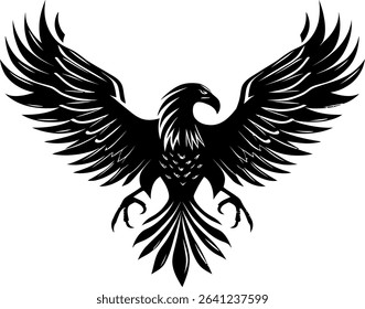 Black and White eagle– Minimalist Line Art Vector Illustration for Logo or Print Design